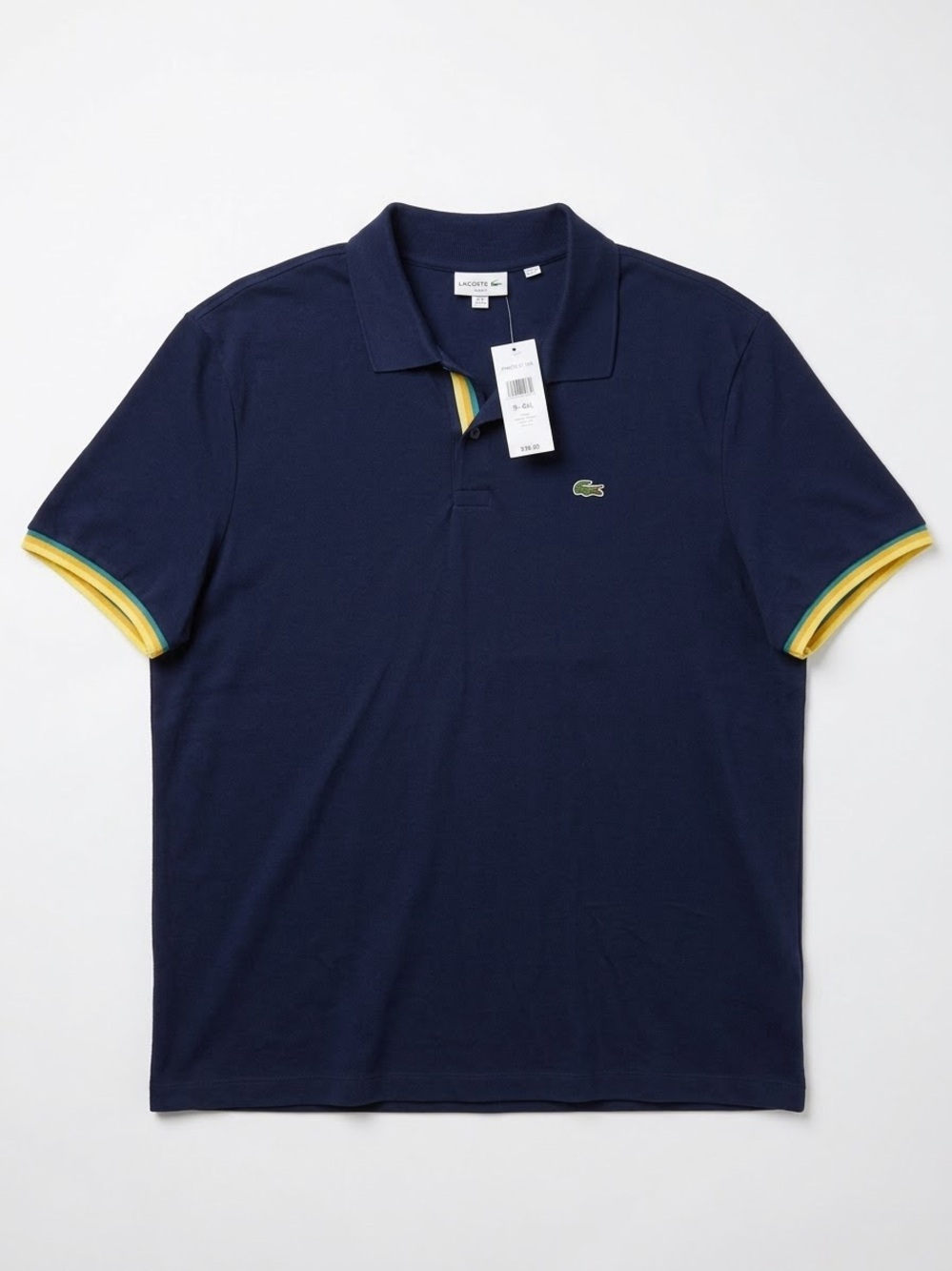 NWT Lacoste Mens Polo Shirt US 4XL FR 9 Navy Blue Tipped Slim Fit Pique PH4220⁠